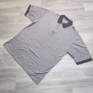 Ben Hogan Mens Grey Striped Golf Polo Shirt L Double Mercerized Cotton Short Slv